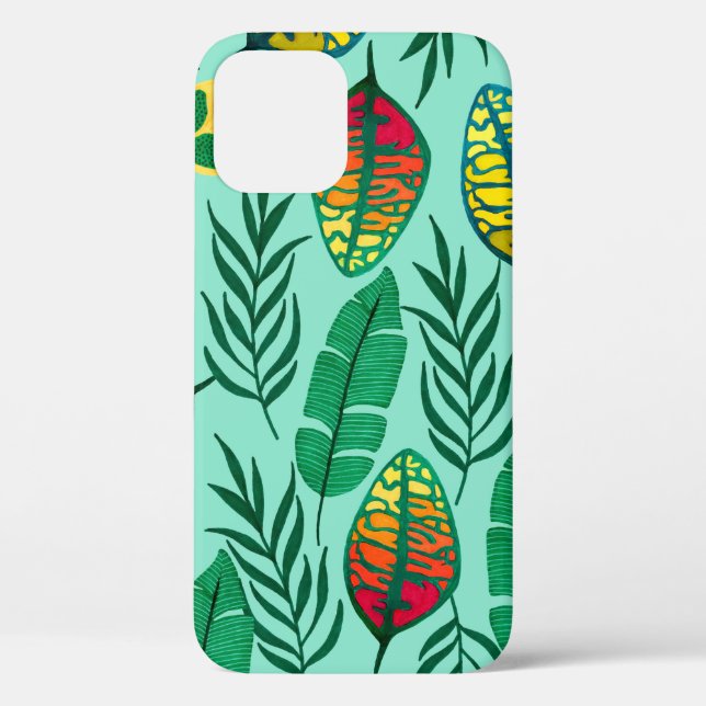 Seamless pattern with tropical leaves. Gouache art Case-Mate iPhone Case (Back)