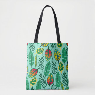 Seamless pattern with tropical leaves. Gouache art Tote Bag