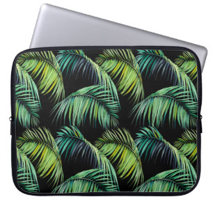 Seamless pattern with tropical palm leaves. Waterc Laptop Sleeve