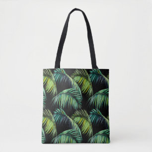 Seamless pattern with tropical palm leaves. Waterc Tote Bag