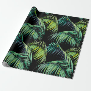 Seamless pattern with tropical palm leaves. Waterc Wrapping Paper