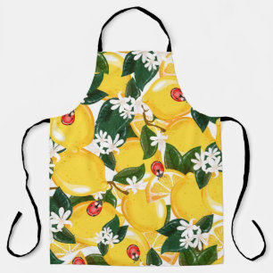Seamless pattern with tropical summer lemon fruits apron