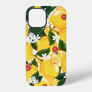 Seamless pattern with tropical summer lemon fruits iPhone 12 case