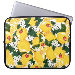 Seamless pattern with tropical summer lemon fruits laptop sleeve