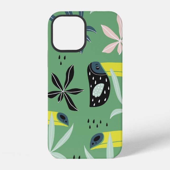 Seamless pattern with tucan, elepahant, monkey and iPhone case (Back)