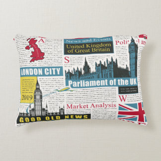  seamless pattern with UK or London newspaper. Pag Accent Pillow