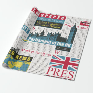  seamless pattern with UK or London newspaper. Pag Wrapping Paper