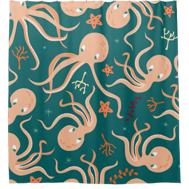 Seamless pattern with underwater ocean animals, cu (Front)