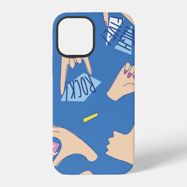 Seamless pattern with various hands gestures in br iPhone case (Back)