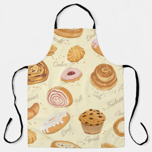 Seamless pattern with various pastries apron