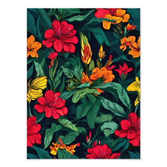 Seamless Pattern with Vibrant Flowers Photo Print (Front)