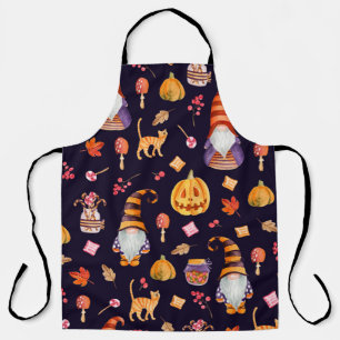 Seamless pattern with vintage Halloween elements.  Apron