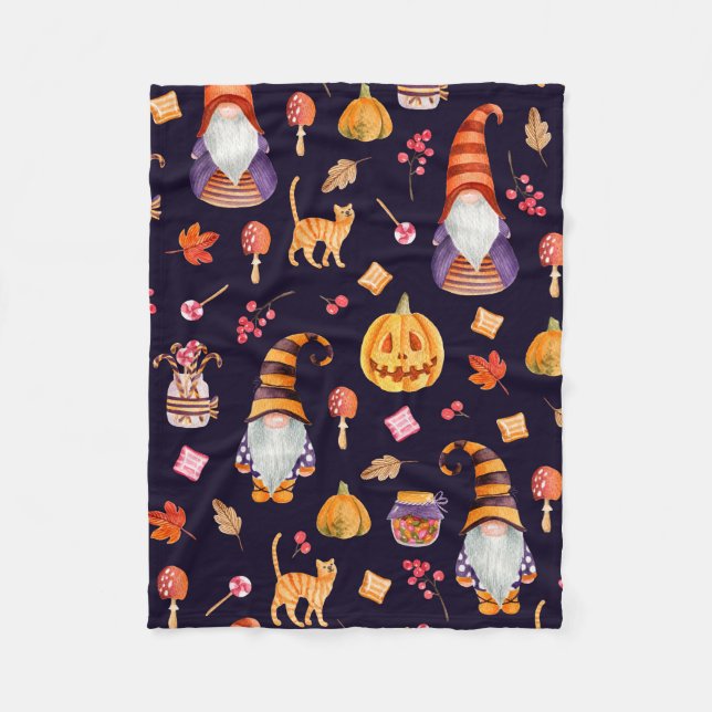 Seamless pattern with vintage Halloween elements.  Fleece Blanket (Front)