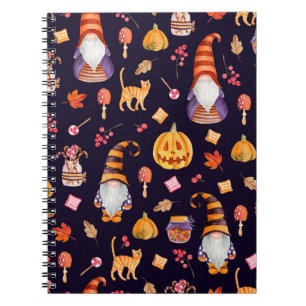 Seamless pattern with vintage Halloween elements. Notebook