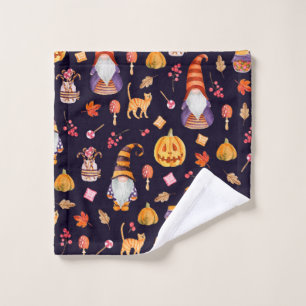 Seamless pattern with vintage Halloween elements. Wash Cloth
