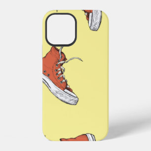 Seamless pattern with vintage red sneakers,hand dr iPhone 12 case