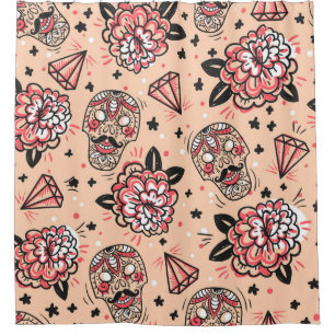 Seamless pattern with vintage roses, diamonds and