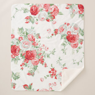 Seamless pattern with vintage roses, summer design sherpa blanket