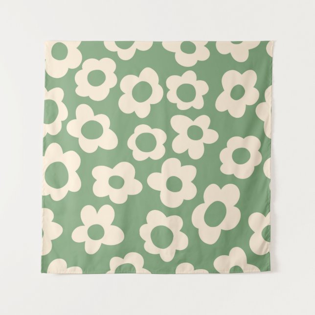 Seamless pattern with vintage vintage groovy flowe tapestry (Front)