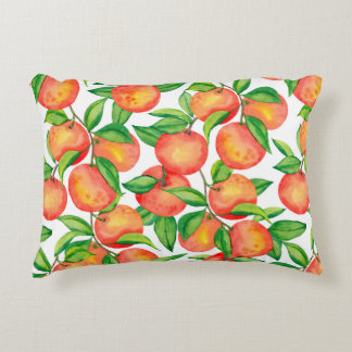 Seamless pattern with watercolor mandarin fruit an accent pillow