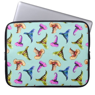 Seamless pattern with watercolor old hats,hand pai laptop sleeve