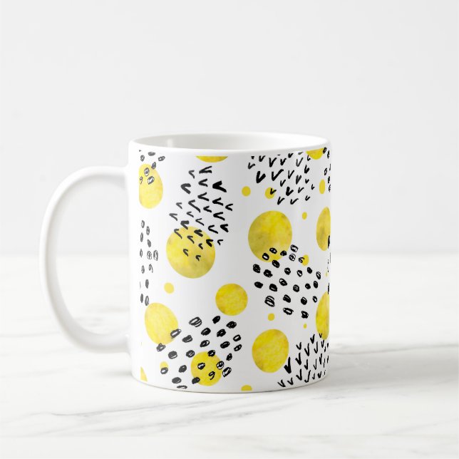 Seamless pattern with watercolor polka dots coffee mug (Left)