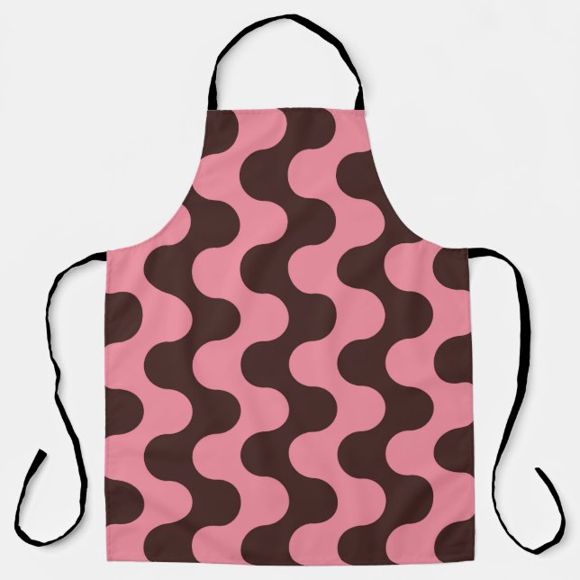 Seamless pattern with wavy stripes in retro style. apron (Front)