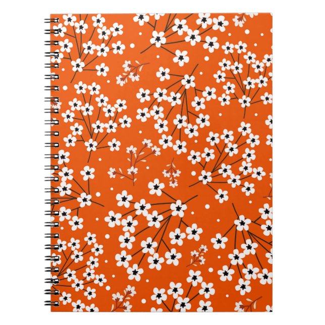Seamless pattern with white small flowers notebook (Front)