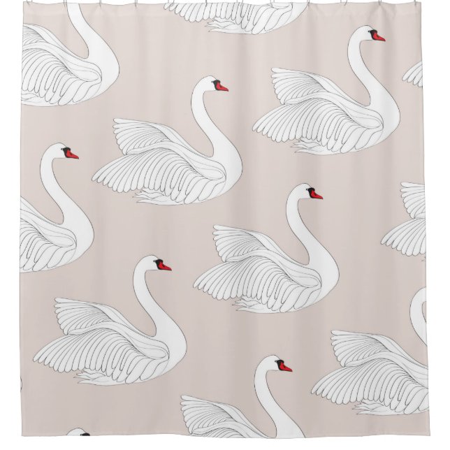 Seamless pattern with white swans. White bird orna (Front)