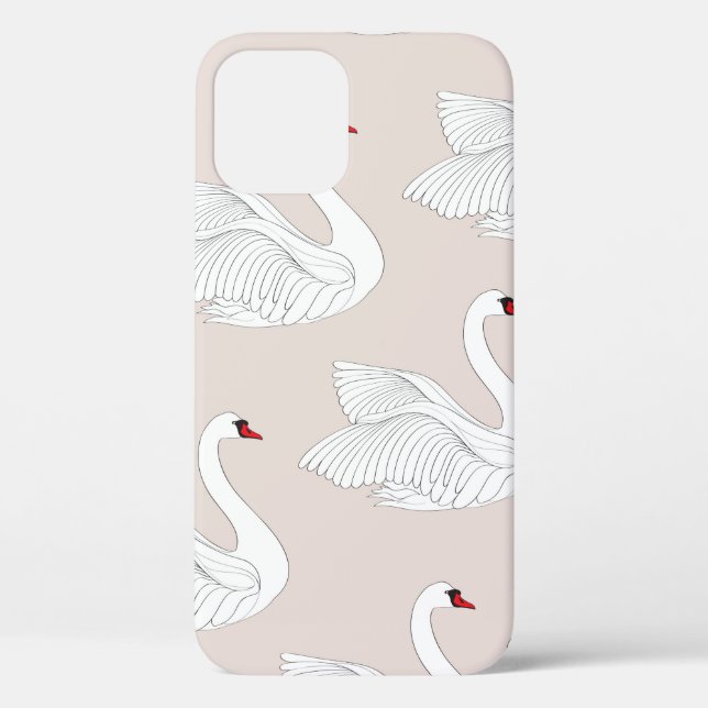 Seamless pattern with white swans. White bird orna Case-Mate iPhone Case (Back)