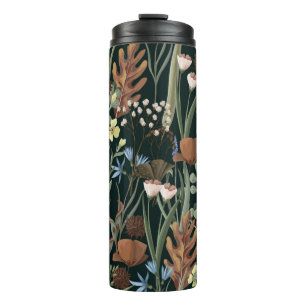 Seamless pattern with wild and dried flowers. Autu Thermal Tumbler