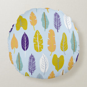 Seamless pattern with wild tropical rainforest pla round pillow