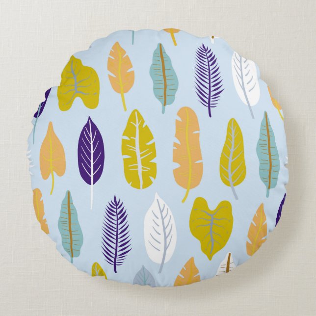 Seamless pattern with wild tropical rainforest pla round pillow (Front)