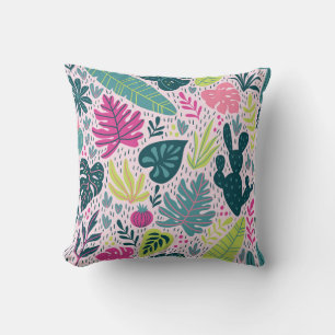 Seamless pattern with wild tropical rainforest. Tr Throw Pillow