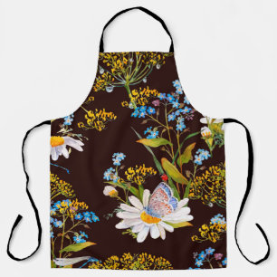 Seamless pattern with wildflowers apron
