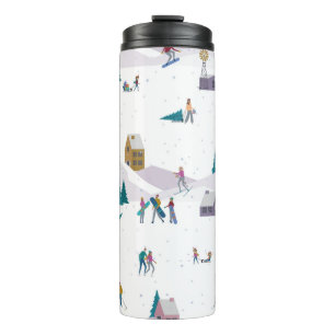 Seamless pattern with Winter Alps holidays backgro Thermal Tumbler