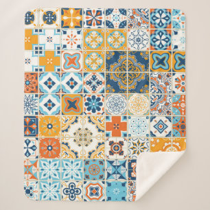 Seamless pattern with with Portuguese tiles. illus Sherpa Blanket