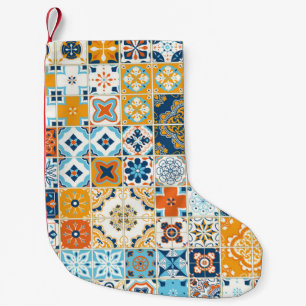 Seamless pattern with with Portuguese tiles. illus Small Christmas Stocking