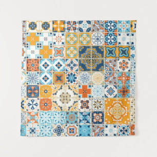 Seamless pattern with with Portuguese tiles. illus Tapestry