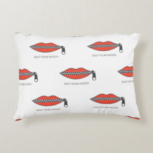 Seamless pattern with Woman's mouth with zipper cl Accent Pillow
