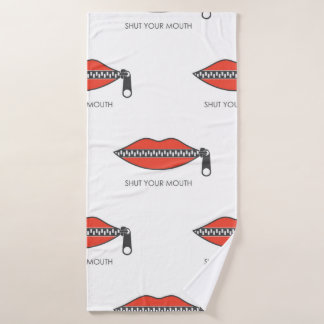 Seamless pattern with Woman's mouth with zipper cl Bath Towel