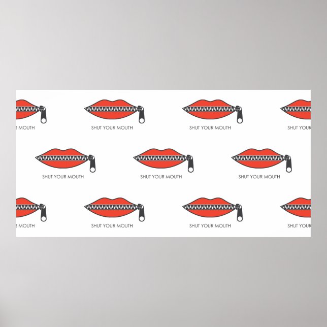 Seamless pattern with Woman's mouth with zipper cl Poster (Front)