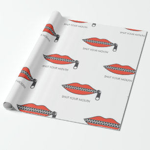 Seamless pattern with Woman's mouth with zipper cl Wrapping Paper