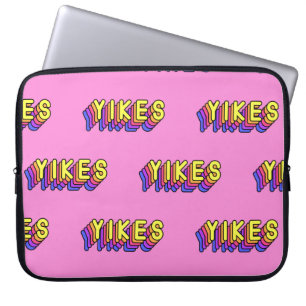 Seamless pattern with words “Yikes” isolated on pi Laptop Sleeve