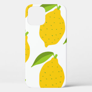 Seamless pattern with yellow fresh lemon iPhone 12 case