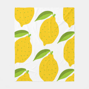 Seamless pattern with yellow fresh lemon fleece blanket