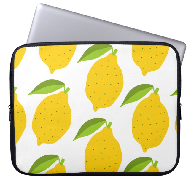 Seamless pattern with yellow fresh lemon laptop sleeve (Front)