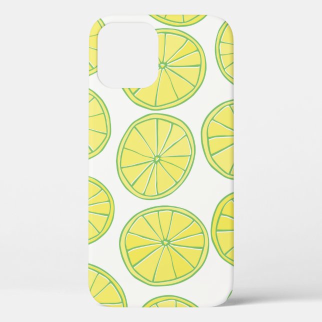 Seamless pattern with yellow lemon slices on white Case-Mate iPhone case (Back)
