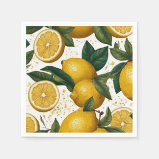 Seamless Pattern with Yellow Lemons and Lemon Slic Napkin