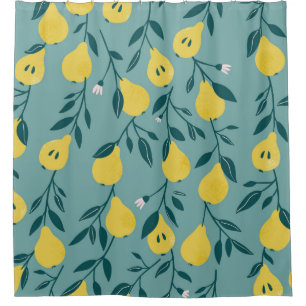 Seamless pattern with yellow pear. Fruit backgroun